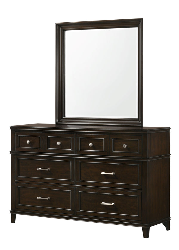 English Elm Merlot Mahogany Square Mirror with Beveled Frame, Solid Wood & MDF Construction, Transitional Style B2699P236738