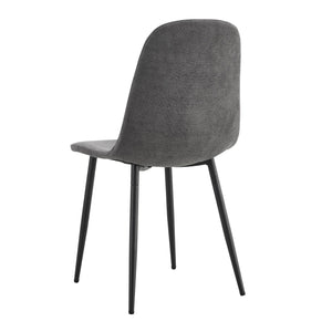 English Elm Comfortable Linen-Cotton Dining Chairs Set of 6 in Dark Gray — Ergonomic Rounded Back, Black Metal Legs, Breathable Fabric W1512P395050