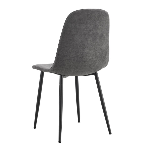 English Elm Comfortable Linen-Cotton Dining Chairs Set of 6 in Dark Gray — Ergonomic Rounded Back, Black Metal Legs, Breathable Fabric W1512P395050