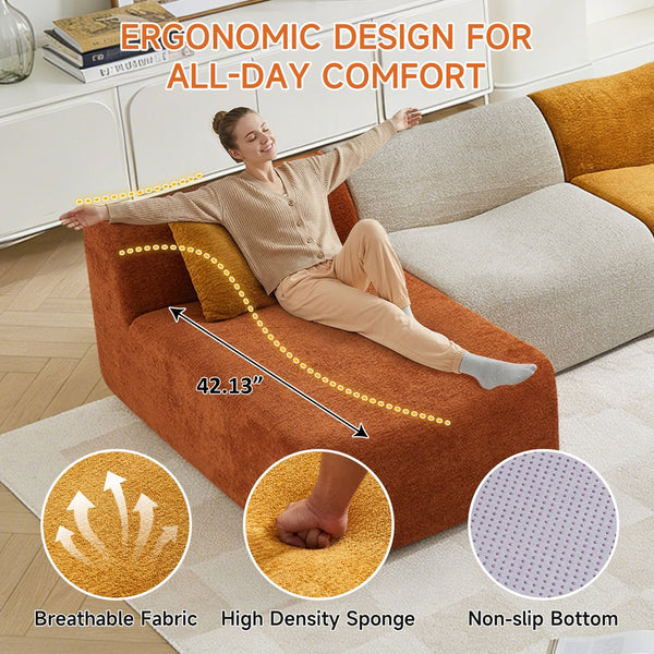 English Elm Modular Teddy Fleece Cloud Sectional Legless Sofa for Living Room Apartment W1765S00128