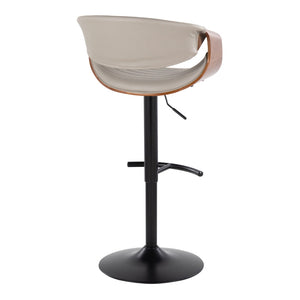 English Elm Symphony Mid-Century Modern Adjustable Barstool Set Of 2 - Stylish Swivel Design In Black & Walnut B202S01019-GIGA