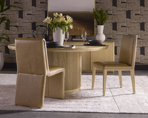 Sunpan Kalla Dining Chair Set of 2 - Stylish Milliken Cognac Upholstery, Rustic Oak Base & Gold Caps