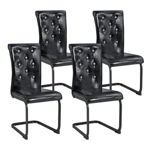 English Elm Set of 2 Glam Faux Alligator Pvc Dining Chairs with Crystal Buckle Bow Legs W3875P371067