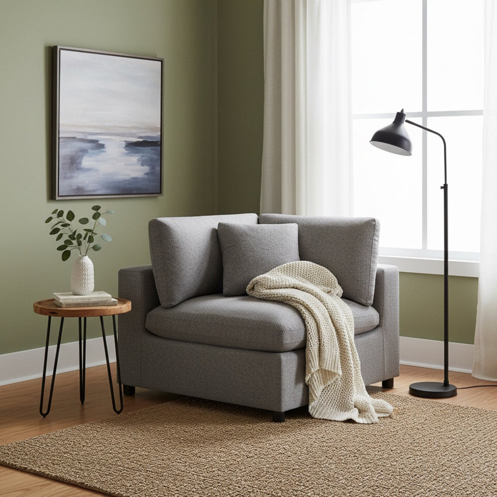 English Elm Cassandra Corner Wedge Chair – Modern Charcoal Accent With Plush Comfort For Stylish Living Rooms B050P401435