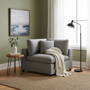 English Elm Cassandra Corner Wedge Chair – Modern Charcoal Accent With Plush Comfort For Stylish Living Rooms B050P401435