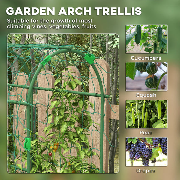 English Elm Outsunny 6 Foot Arch Garden Trellis with Steel Frame and Net for Climbing Vegetables W2225P174510