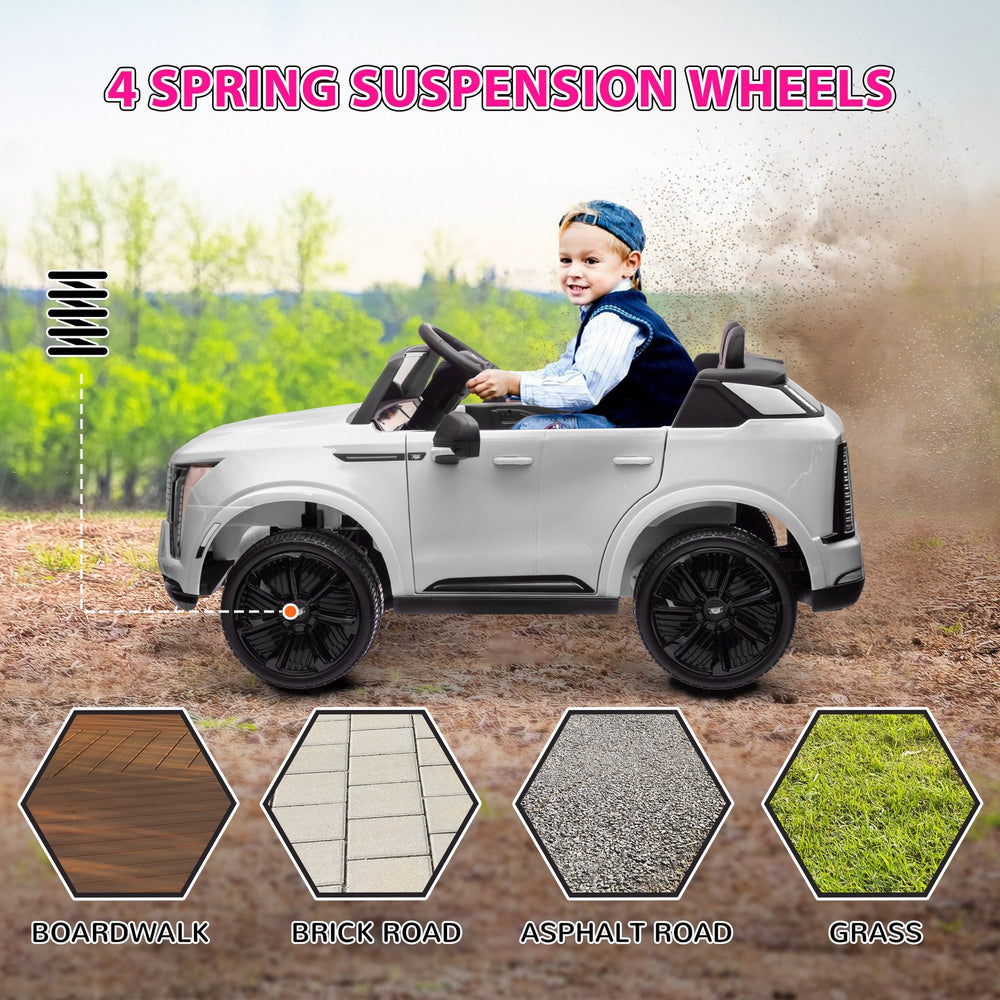 English Elm Qaba Licensed Cadillac Escalade 12v Two Seat Kids Ride on Truck with Remote W2225P249888