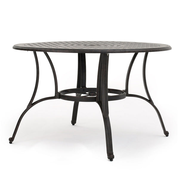 English Elm Christopher Knight Home® - Outdoor Cast Aluminum Circular Dining Table - Elegant Bronze Finish For Patios & Gardens, 49.75" N768P348388B
