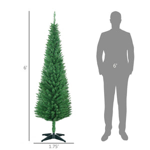 English Elm Homcom 6' Slim Pencil Christmas Tree With 390 Realistic Branch Tips - Perfect For Small Spaces! W2225P229794