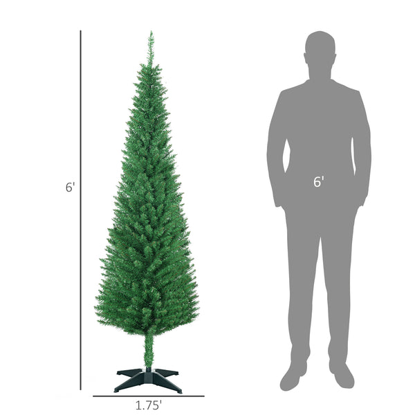 English Elm Homcom 6' Slim Pencil Christmas Tree With 390 Realistic Branch Tips - Perfect For Small Spaces! W2225P229794
