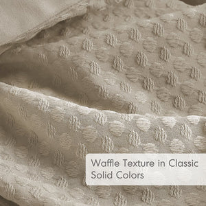 JLA Home Comfort Spaces - Waffle Waffle-Weave Textured Duvet Cover Set for All-Season Comfort, Breathable Softness, Durable Care Neutral AM12-0051