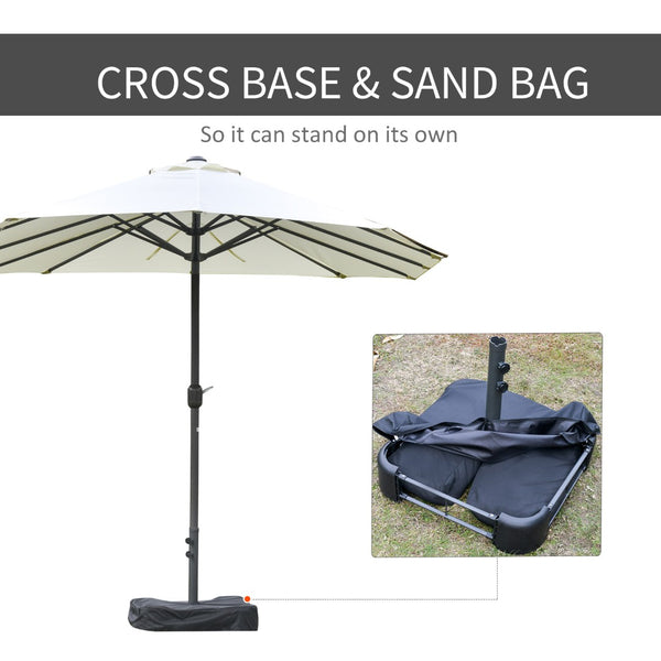 English Elm Outsunny 15' Rectangular Double-Sided Market Umbrella With Crank – Perfect Shade For Patios & Pools W2225P200510-GIGA