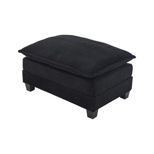 English Elm United We Win Modular Corduroy Sectional with Ottoman Low Profile Living Room Couch Black W1568S00260