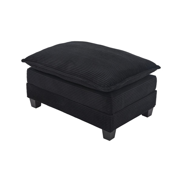 English Elm United We Win Modular Corduroy Sectional with Ottoman Low Profile Living Room Couch Black W1568S00260
