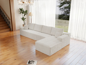 English Elm 131.9*68.9"Modular Sectional Sofa - Plush Corduroy, No Assembly, Versatile 4-Piece Design For Any Space W3819S00053