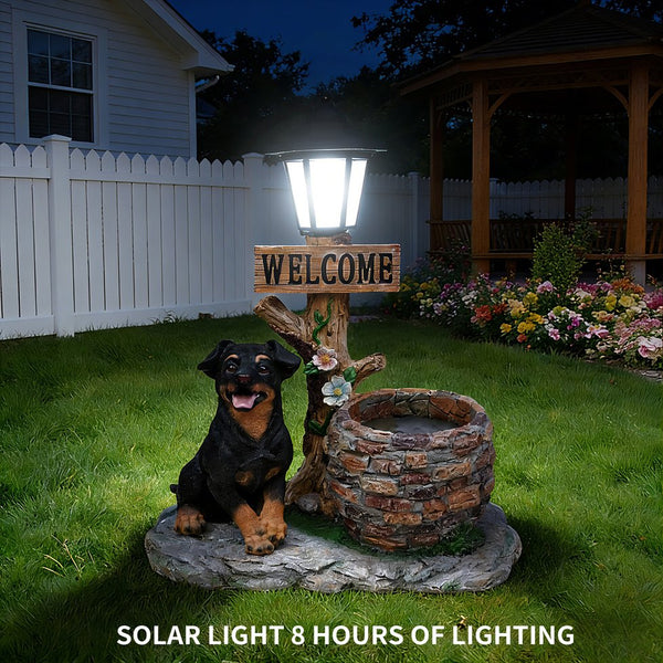 English Elm Labrador Solar Garden Statue with Led Glow and Built-in Succulent Planter Basin W5398P464239