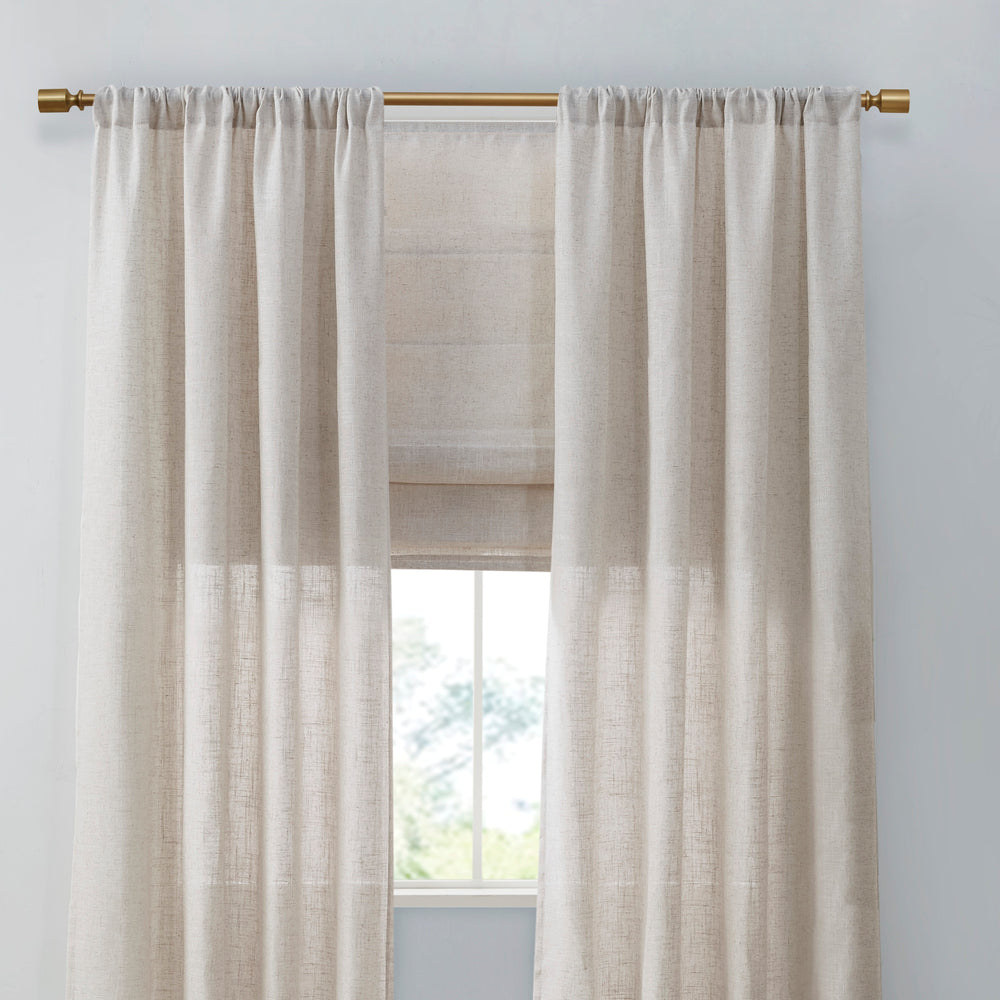English Elm Light Filtering Cordless Roman Shade Linen Blend Textured Weave for Any Room B035129750