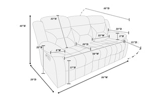 English Elm Recliner Sofa Three Seat Velvet Tufted Usb Charging Plush Living Room Couch B089P240507