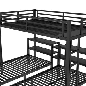 English Elm Twin Triple Bunk Bed Metal L-shaped Frame Sleeps Three Kids White Finish W1580S00480