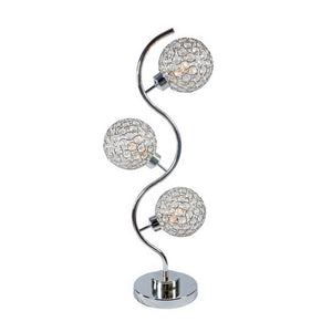 English Elm Denise Crystal Globe Table Lamp White Metal Frame Clear Glass Shade Glam Accent B056P416867