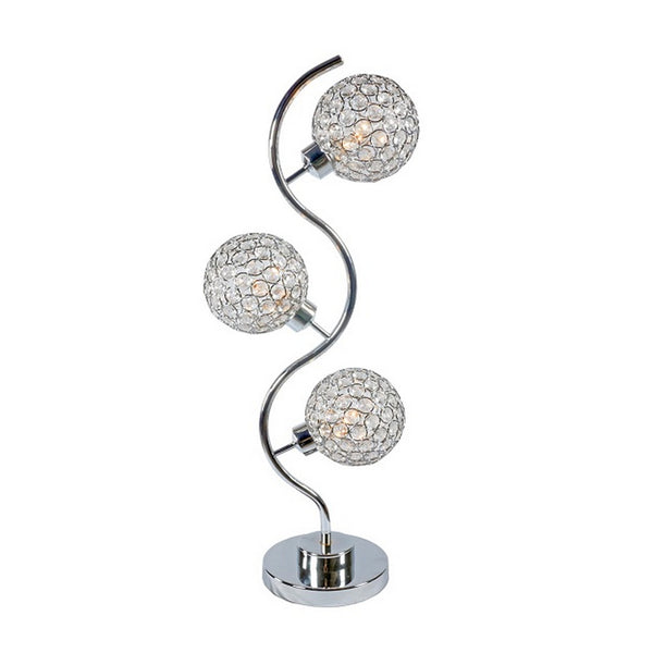 English Elm Denise Crystal Globe Table Lamp White Metal Frame Clear Glass Shade Glam Accent B056P416867