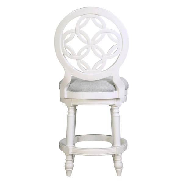 English Elm 26" Solid Wood Swivel Counterstool High Back Faux Leather Seat for Kitchen Island White B2751P436474