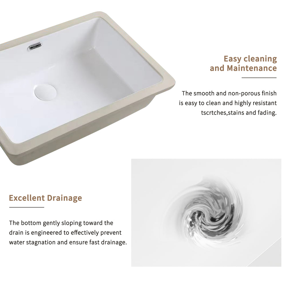 English Elm Rectangular Undermount Ceramic Basin with Overflow for Modern Bathroom Vanity W3402P326511