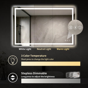 English Elm 48" Led Bathroom Vanity Mirror with Front Back Lighting Dimmable Anti-fog W1920P493139