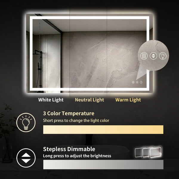 English Elm 48" Led Bathroom Vanity Mirror with Front Back Lighting Dimmable Anti-fog W1920P493139