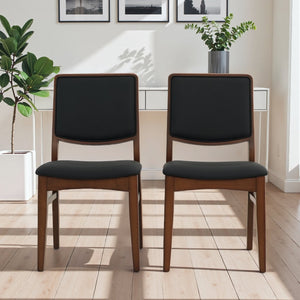 English Elm Cary Walnut Solid Wood Vegan Leather Dining Chairs Mid Century Modern Set of 2 B183P423285
