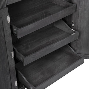 English Elm K&K 71" Tall Farmhouse Pantry Cabinet with Groove Edges, 3 Pull-Out Organizers, 6 Door Shelves Black N707P256507B