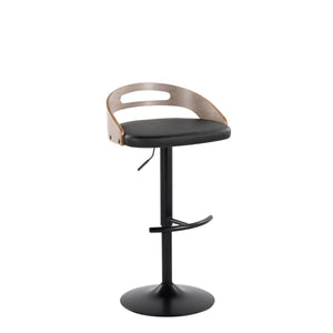 English Elm Adjustable Swivel Barstools with Faux Leather Seat and Black Metal Base Set of 2 B202S02162