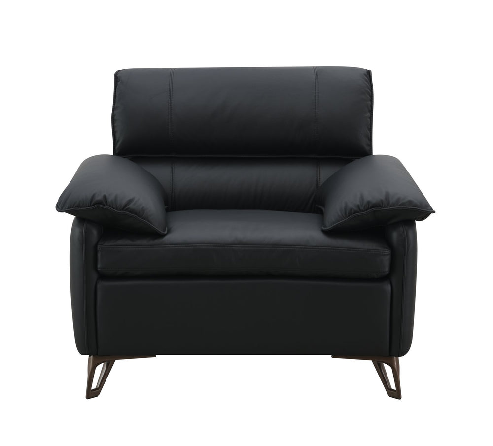 English Elm Eilene Oversized Black Top Grain Leather Chair – Plush Feather-Down Cushions, KD Aluminum Legs Elegance B2726P247228