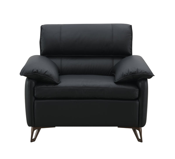 English Elm Eilene Oversized Black Top Grain Leather Chair – Plush Feather-Down Cushions, KD Aluminum Legs Elegance B2726P247228