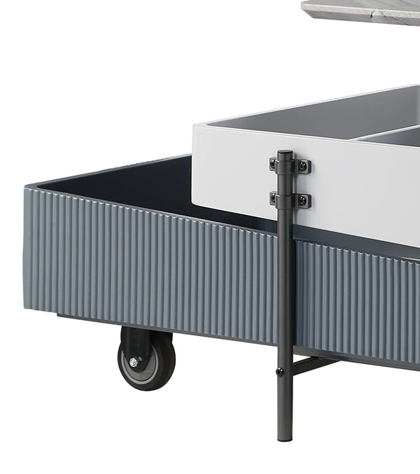 English Elm Grey Grey and White High Gloss lift-top coffee table with storage, industrial modern, durable design B062P209130