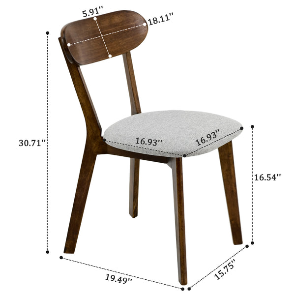 English Elm Solid Natural Wood Mid-century Dining Chairs Curved Back Upholstered Seat Set of 2 W3204P429363