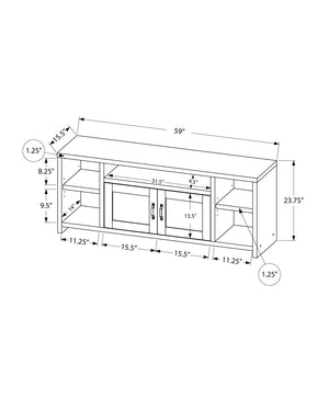 English Elm Tv Stand 60-Inch Media Console with Curved Sides and 3-Tier Open Shelves for Compact Living Spaces Black 64 L x 20 W x 9 H B2710P219111