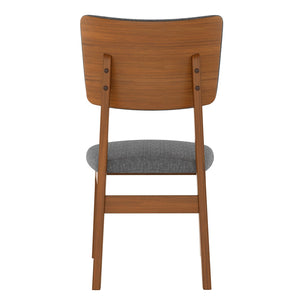 English Elm Upholstered Dining Chairs Set of 4 Ergonomic Mid-Century Modern Fabric Seats with Rubberwood Frame & Non-Slip Feet Brown,Gray N752P346006E