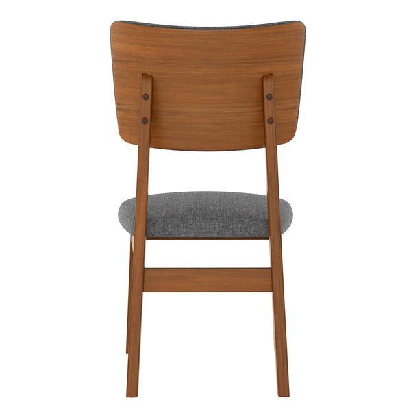 English Elm Upholstered Dining Chairs Set of 4 Ergonomic Mid-Century Modern Fabric Seats with Rubberwood Frame & Non-Slip Feet Brown,Gray N752P346006E