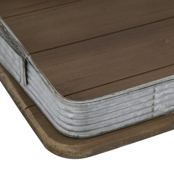 English Elm S/2 Rustic Fir Wood Serving Trays with Iron Accents for Farmhouse Tablescapes W2078P495641