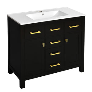 English Elm 72'' Modern Bathroom Vanity Set With Durable Ceramic Sink, Solid Wood Frame, Ample Storage & Style N710SS00011B