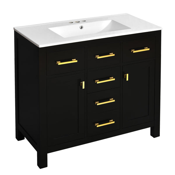 English Elm 72'' Modern Bathroom Vanity Set With Durable Ceramic Sink, Solid Wood Frame, Ample Storage & Style N710SS00011B