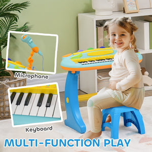 English Elm Qaba Kids Piano Toy Keyboard, 37-Key Musical Instrument Set For Toddlers With Lights & Microphone W2225P249791-GIGA