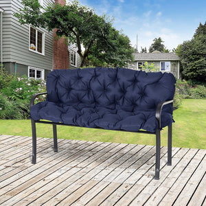 English Elm Outsunny Tufted 3-Seater Bench Cushion For Outdoor Furniture, Overstuffed Foam, Dark Blue Comfort W2225P200930-GIGA