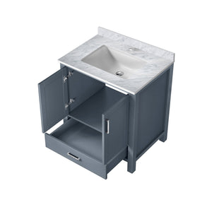 English Elm Dark Grey Bath Vanity With Elegant Carrara Marble Top - Stylish Storage Solution For Modern Bathrooms B2731P258782