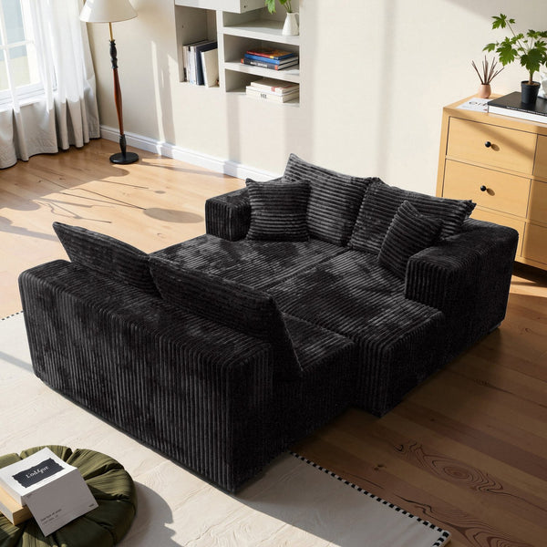 English Elm U-shaped Modular Sectional Sofa Corduroy Cloud Comfort for Modern Living Rooms W3653P416417