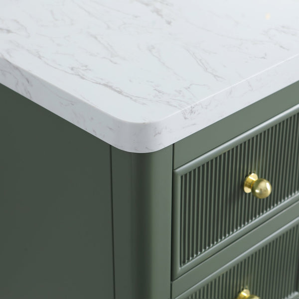 English Elm Fully Assembled 48'' Green Bathroom Vanity With Solid Wood, Engineered Marble Top & Soft-Close Drawers W1826P308982