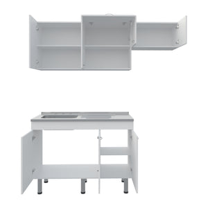 English Elm Myton Engineered Wood Kitchen Set with Stainless Sink, 8 Doors & Shelves, 6 Legs, Eco-Certified B097S00235
