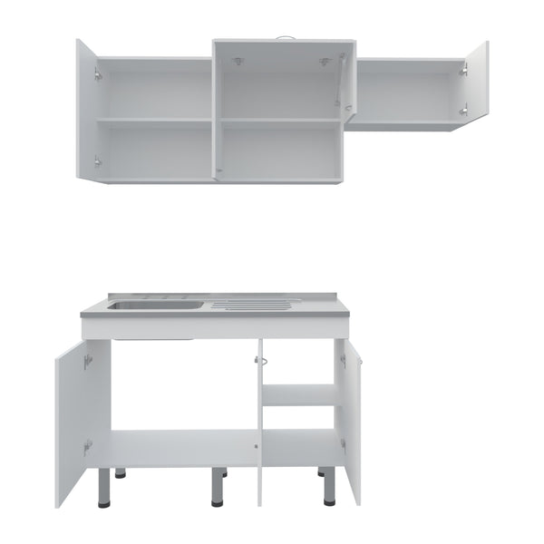 English Elm Myton Engineered Wood Kitchen Set with Stainless Sink, 8 Doors & Shelves, 6 Legs, Eco-Certified B097S00235