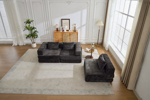English Elm Compression Convertible Floor Sofa Bed – Versatile Modular Chenille Sofa For Small Spaces & Guests W3723S00015